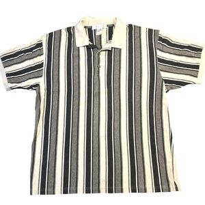 GEOFFREY BEENE Y2K cotton striped polo, size large